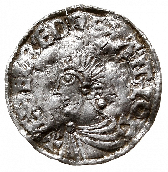 Денарий, Англия, Æthelred II (978-1016), м.д. Winchester, монетарий Ælfgar, North 774