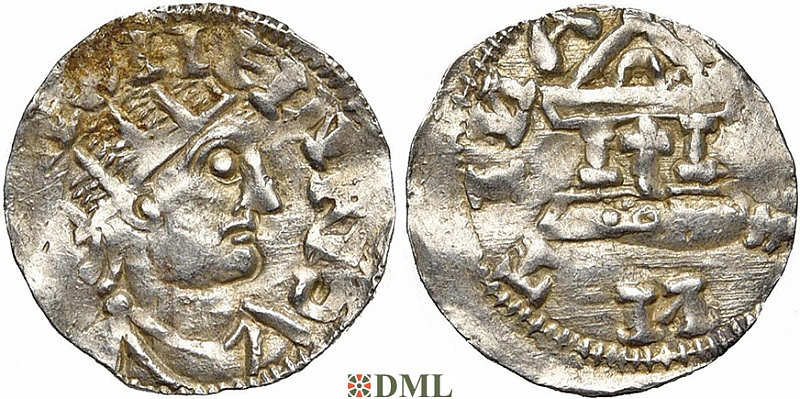 Денарий, Германия, Швабия, Heinrich II (1002-1024), м.д. Strassburg, Dbg. 916