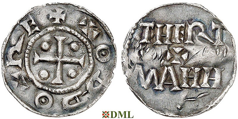 Денарий, Германия, Саксония, Otto III (983-1002), м.д. Dortmund, Dbg. 743
