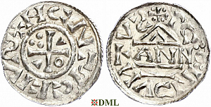 Денарий, Германия, Бавария, Heinrich II (1002-1024), м.д. Regensburg, монетарий ANNO, Hahn 1976, 27a3