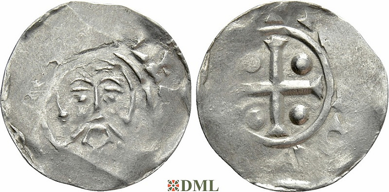 Денарий, Германия, Нижняя Лотарингия, Bernold (1046-1054), м.д. Deventer, Ilisch 2000, 1.13-1.15