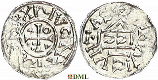 Денарий, Германия, Бавария, Heinrich II (1002-1024), м.д. Regensburg, монетарий SICCI, Hahn 1976, 27h1