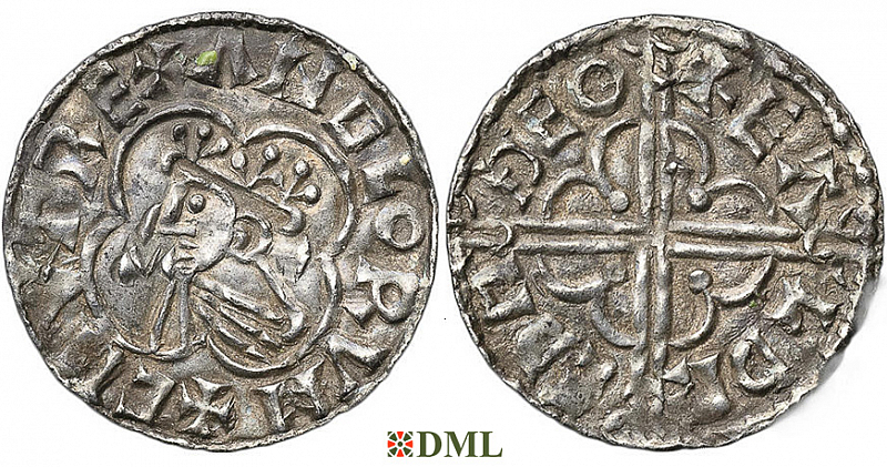 Денарий, Англия, Cnut  (1016-1035), м.д. Thetford, монетарий Ealdred, North 781