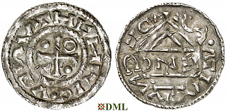 Денарий, Германия, Бавария, Heinrich IV (995-1002), м.д. Regensburg, монетарий ENC, Hahn 1976, 25c4