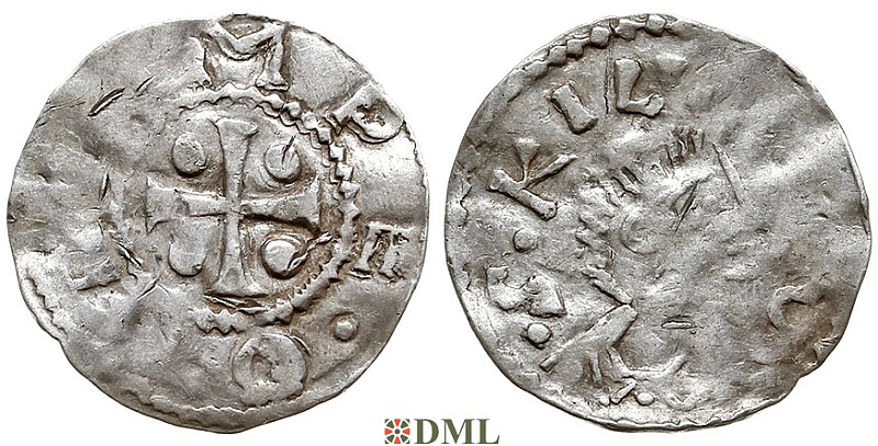 Денарий, Германия, Франкония, Otto III (983-1002), м.д. Wurzburg, Dbg. 856