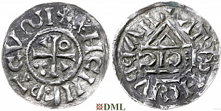 Денарий, Германия, Бавария, Heinrich II (1002-1024), м.д. Nabburg, монетарий ECIC, Hahn 1976, 74b1